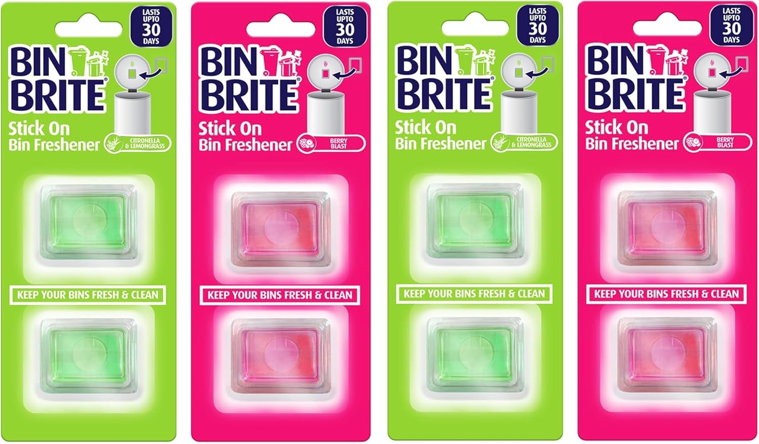 8x Bin Brite Stick On Bin Freshener - Berry and Citronella & Lemongrass – Bundled by Smart Cutie