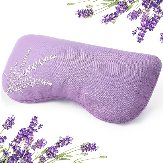 Weighted Lavender Eye Pillow, Linen Flaxseed Eye Mask for Sleeping | cooling & heating pad | meditation spa & relaxation gifts | aromatherapy | thoughtfully wellness gift | embroidery breathable