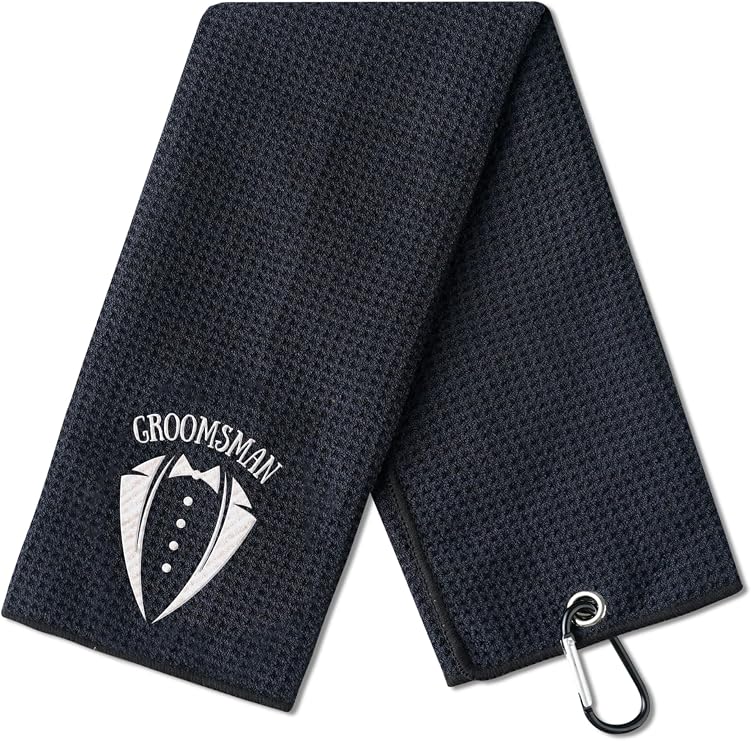 Groomsmen Gifts Golf Towel, Golf Gifts for Groomsman, 40 x 60cm Microfiber Golf Towel for Golf Bags for Wedding, Proposal from Groom and Bride