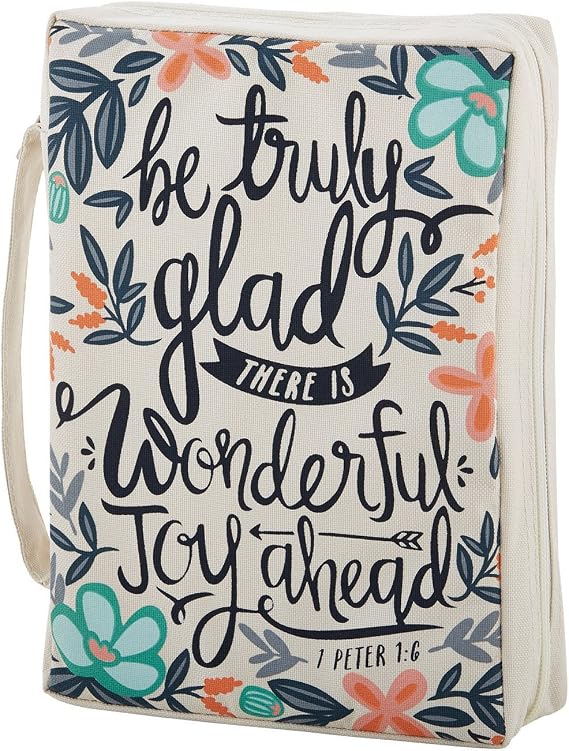 Creative Brands B2216 Faithworks-French Press Mornings Canvas Bible Cover, 7 x 10-Inch, Be Truly Glad