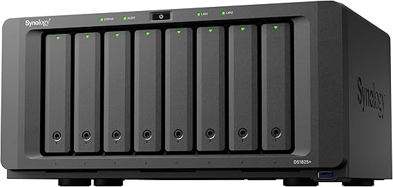 Synology DS1825+ Enterprise Video Production & Storage - Scale to 360TB, 25GbE Speed & Mission-Critical Reliability (8-Bay Diskless NAS)