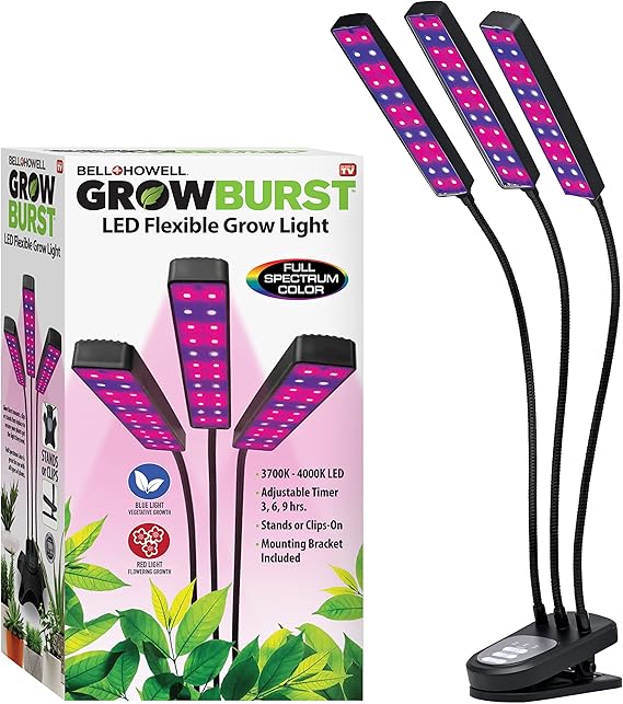 Bell+Howell Growburst 24 Indoor Plant Growing Lamp with 8 Brightness Settings, 3 Light Modes Including Full Spectrum UV Light As Seen On TV
