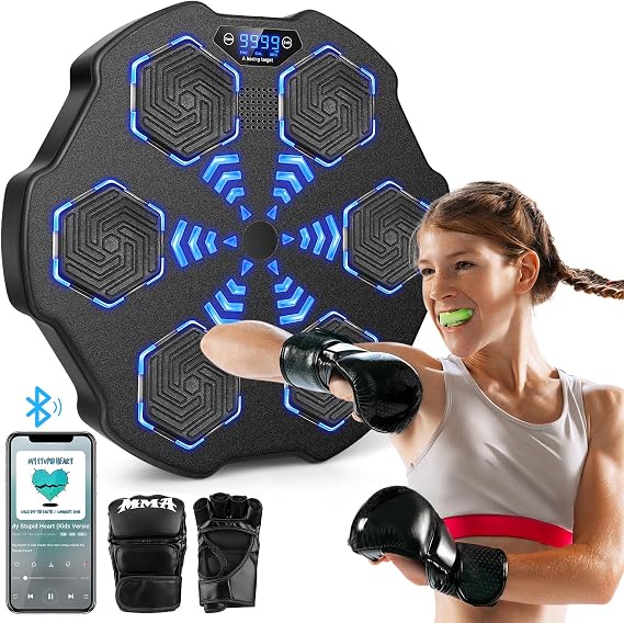 Second Generation Smart Music Boxing Target, Music Boxing Machine, Smart Boxing Machine Wall Mounted, Bluetooth Boxing Training Punching Equipment, Home Workout Musical Boxing Machine with Gloves
