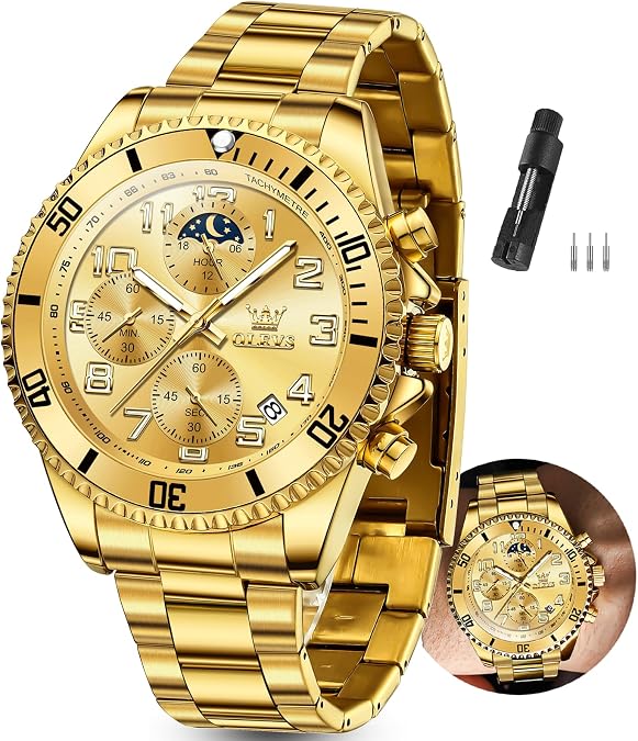 OLEVS Luxury Watches for Men Stainless Steel Quartz Waterproof Dress