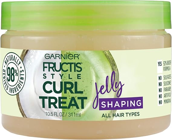 Garnier Fructis Style Curl Treat Shaping Jelly with Coconut Oil for Curly Hair, 10.5 Ounce Jar