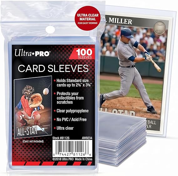 Ultra Pro Clear Standard Trading Card Sleeves, 100 Pack | Soft polypropylene sleeves fit cards up to 2 5/8" x 3 5/8" for sports, Pokemon, MTG and Yu-Gi-Oh! collections