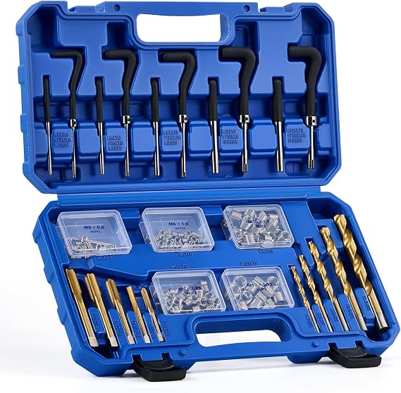 Orion Motor Tech Thread Repair Kit 172pc, Metric Thread Restorer Tool Set with HSS Drill Bits, Taps & Wire Thread Inserts (M5 M6 M8 M10 M12), Professional Rethreading Kit for Stripped Threads