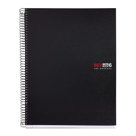 Miquelrius 8.25 x 11.75 A4 Wirebound Notebook, 6-Subject, Graph Paper, Black (2824)