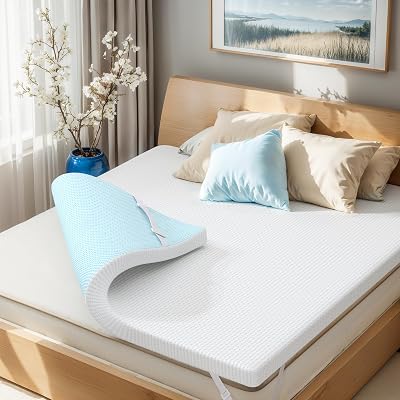 Subrtex Memory Foam Mattress Topper, 2 Inch Cal King Gel-Infused Memory Foam Topper, High Density Cooling Bed Topper Pad with Breathable Removable Fitted Cover CertiPUR-US Certified