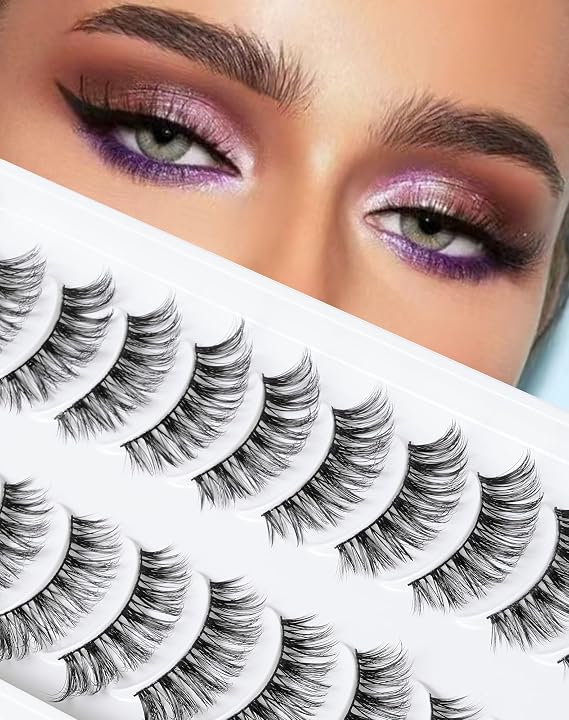 False Eyelashes Wispy Lashes Natural Fake Lashes 10 Pairs D-M09