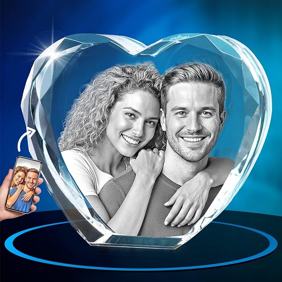 ArtPix 3D Crystal Crystal - Personalized Anniversary & Wedding Gift, Couple | Custom heart photo keepsake for couples & your wife, girlfriend or him a romantic anniversary, wedding or birthday gift.