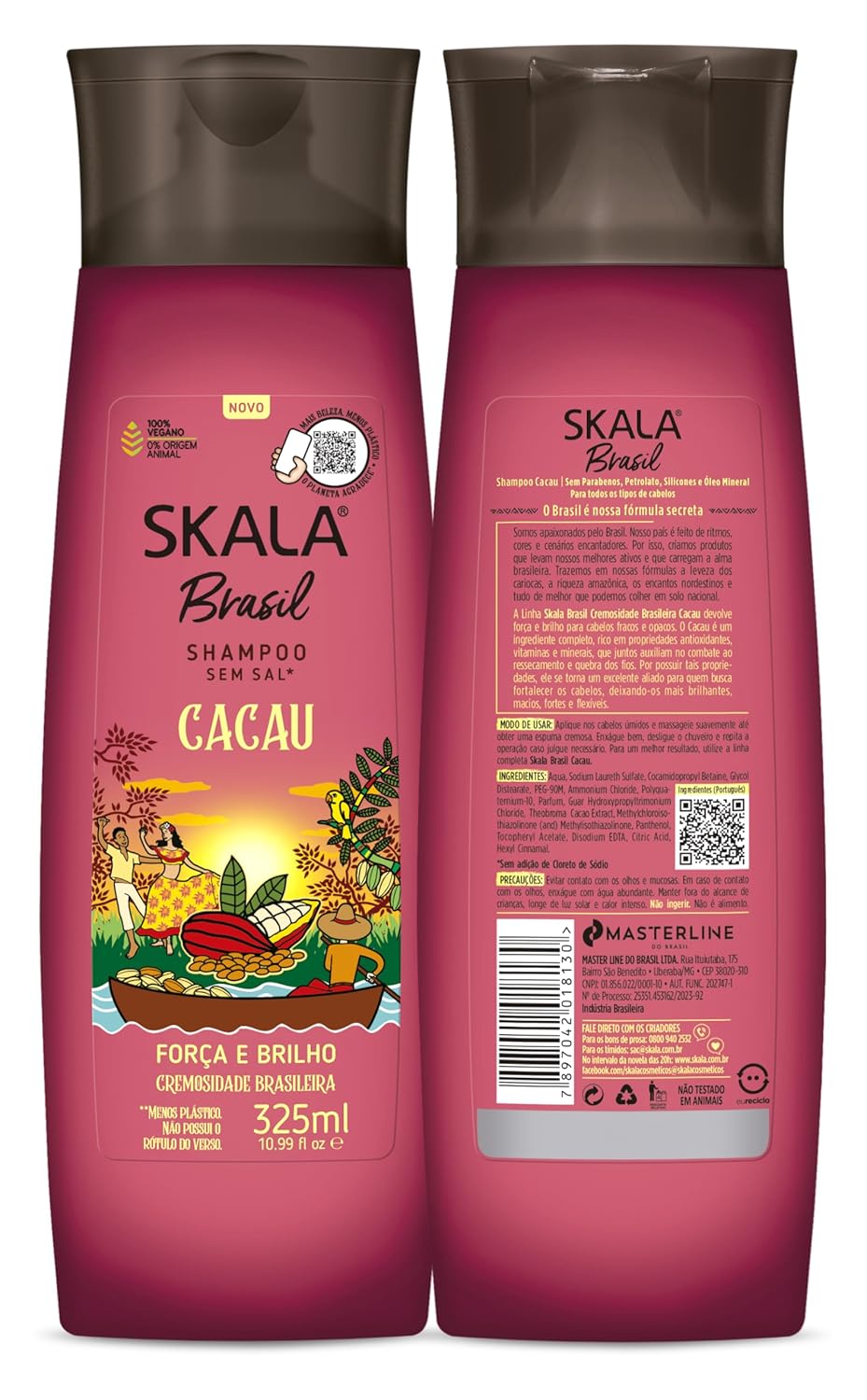 SKALA - Linha Brasil - Shampoo Cacau 325 Ml - Brazil Collection - Cocoa Shampoo 10.98 Fl Oz