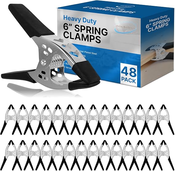 Lot of 48-6" inch Spring Clamp Large Super Heavy Duty Spring Metal - 2.5 inch Jaw opening (Lot of 48 - Black)