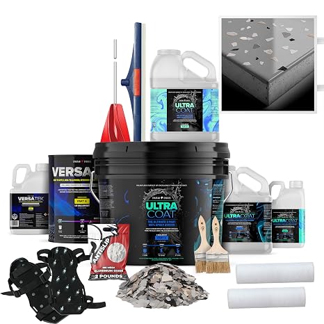 Epoxy Floor Kit for Concrete - USA Made - 2X Thicker, Industrial Grade, Residential & Commercial. 300-400 sq ft or 600 sq ft Kits. Many Styles (Medium Gray with Keystone, 600 ft2)