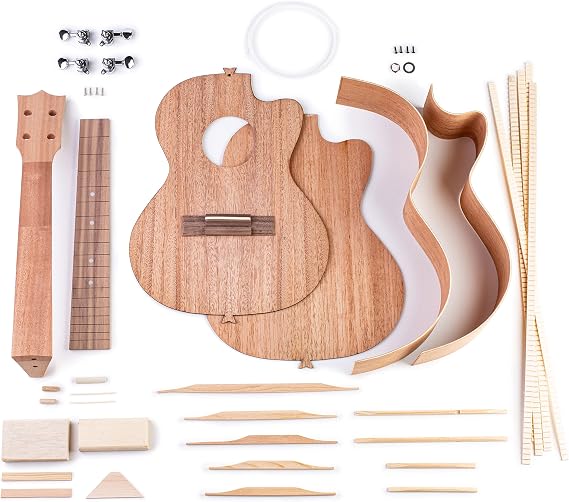 StewMac DIY Tenor Ukulele Kit - Build Your Own Instrument - Solid Mahogany Top - for Beginners Easy Assembly