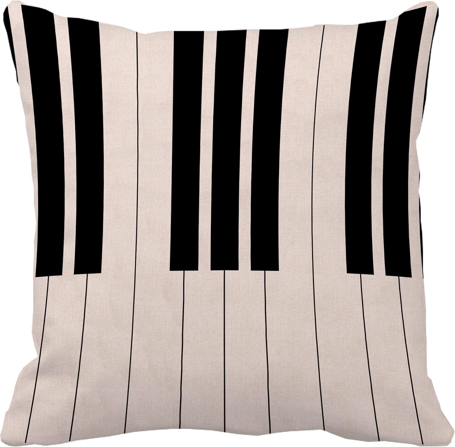 Piano Keyboard Simple Music Theme Throw Pillow Case Fall Autumn Winter Christmas Themed Decor Pillowcase Sham Decorative Cushion Cover 16*16 Inch Beige Cotton Blend Linen Home Decoration Gift