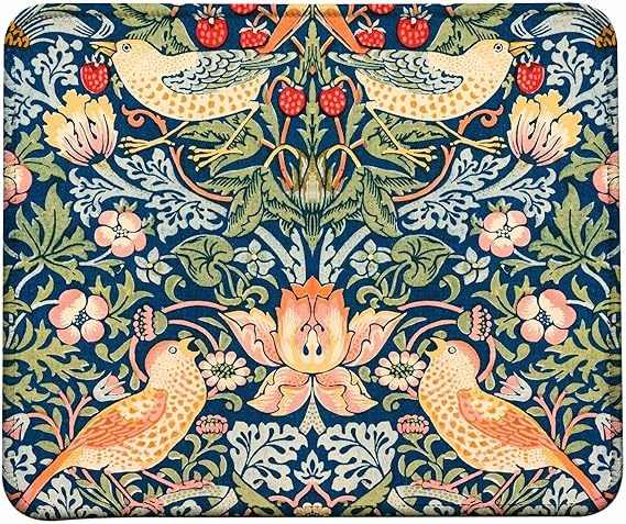 Vintage William Morris Strawberry Thief Mouse Pad, Stitched Edges Mouse Pad with Vintage Pattern