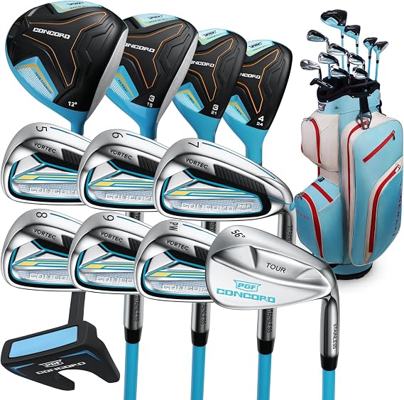 PGF Golf Men's/Lady's Concord Complete Golf Club Package Set [17-Pieces] [Flex: Regular/Ladies]