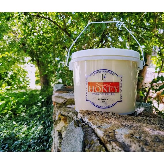Elden Foods Raw Honey - Creamed and Unfiltered 100% Pure Honey, Large 80 oz (5 lbs), Organic Process, Real Honeybees and Honeycomb