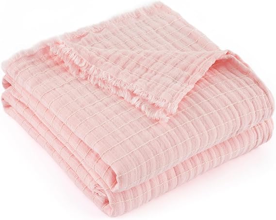 100% Cotton Muslin Bed Blanket Summer Throw Blanket for Couch