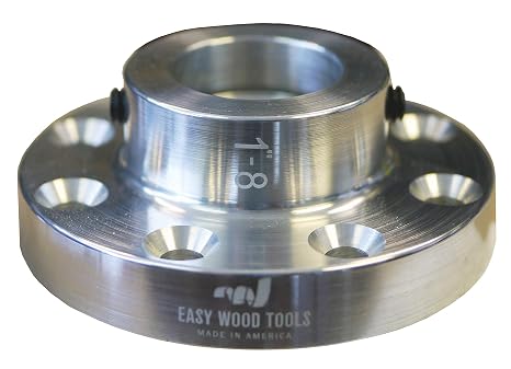 Easy Wood Tools 3" Diameter Bright Polished Aluminum Faceplate (F430) with 1" X 8 TPI (F430) Diameter Faceplate with Set Screws, 8 Large Mounting Screw Holes, Spanner Hole