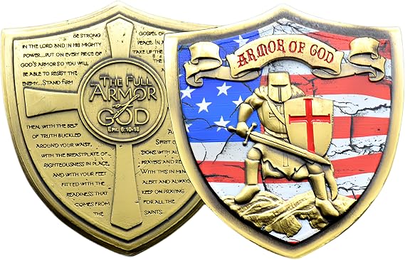 Armor of God Challenge Coin Eph 6:10-18 3D Prayer Coin Collection (Bronze)
