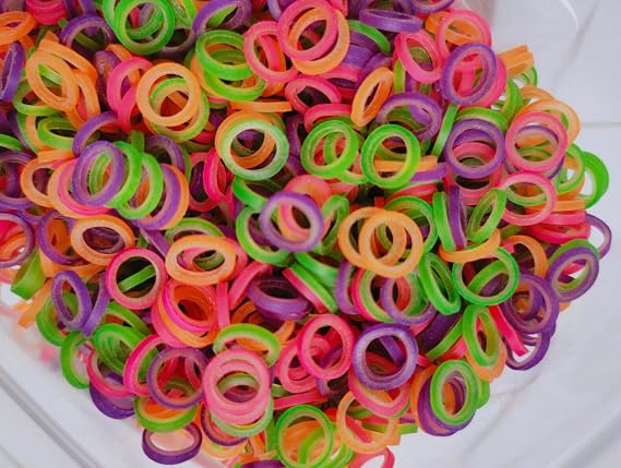 Orthodontic Elastics - 1/4 Medium (6.4 mm) 50 individual bags of 100 elastics per bag - Neon Latex - Made in USA