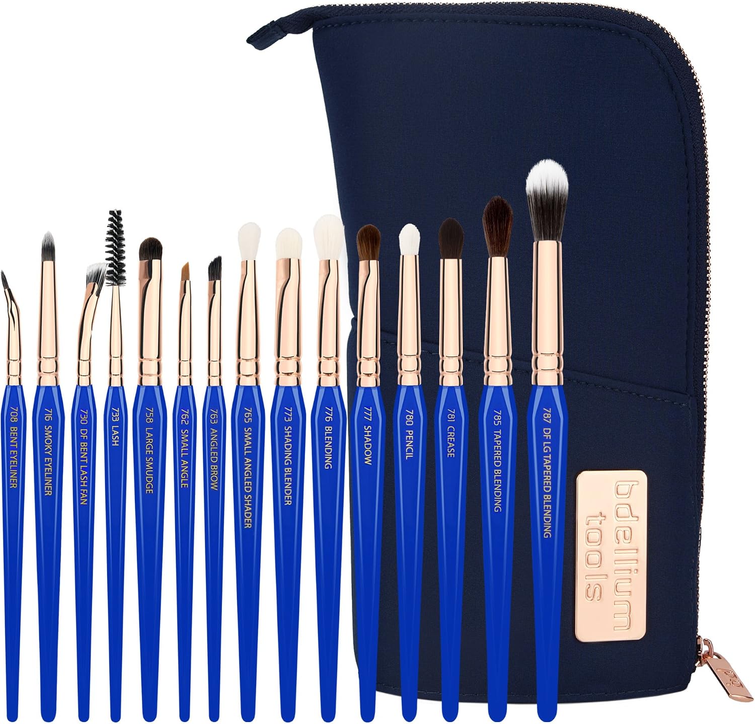 Bdellium Tools Professional Makeup Brush Golden Triangle - Eyes Only 15pc. Brush Set with Stand-Up Pouch