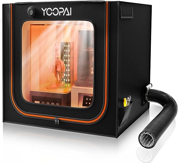 Large Resin 3D Enclosure with Ventilation Kit LED Light, 3D Printer Vented Enclosure Tent Cover Eliminate Odors Dustproof Isolate Noise Compatible with LCD Resin UV 3D Printer
