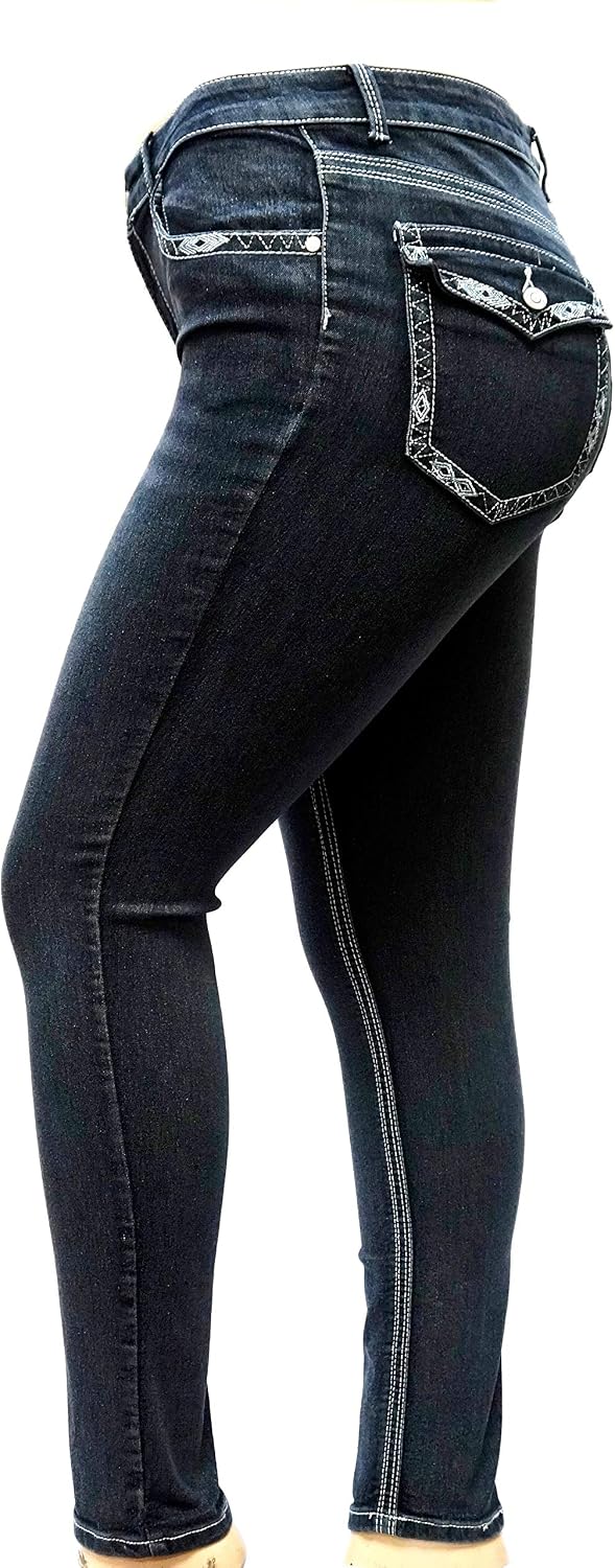 Jack David Womens Plus Size BootcutStraightSkinny Leg Stretch Relaxed Fit Blue Denim Jeans Pants