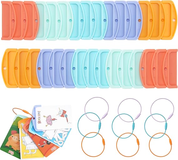 30Pcs Reusable Plastic Card Holder for Yoto Cards with 9 Ring Loops Portable Card Holder for Yoto Mini Player Audio Cards for Kids Travel Carrier Yoto Accessory Organizer Storage Set