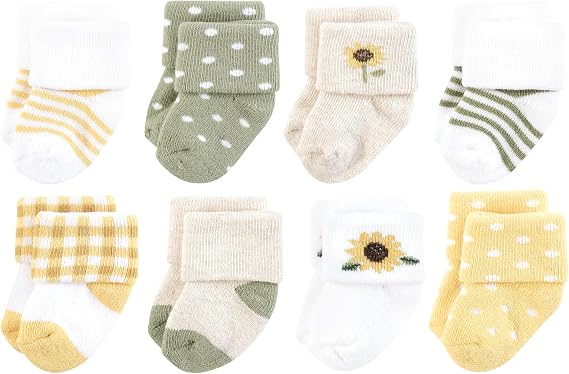 Hudson Baby Baby 8-pack Cotton Rich Newborn and Terry Socks