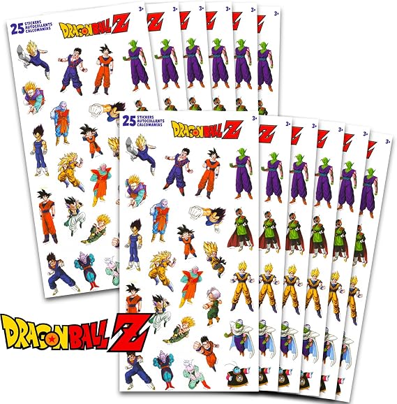 Dragon Ball Z Party Favors for Boys & Girls - Dragon Ball Stickers Sheet Bulk Bundle with 12 Pack Dragon Ball Z Sticker Sheets for Kids Birthday Party & Goodie Bags | Dragon Ball Party Supplies