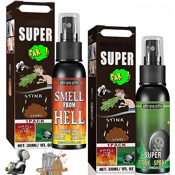 2PCS Far/t Spray & Stink Bo/mb Set,Extra Strong sti/nky pra/nk Spray for Adults,Tricky Liquid F/art Bom/bs for Hi/larious Gags and Practical Jokes,Su/per Smelly Stink Stuff Pra/nks