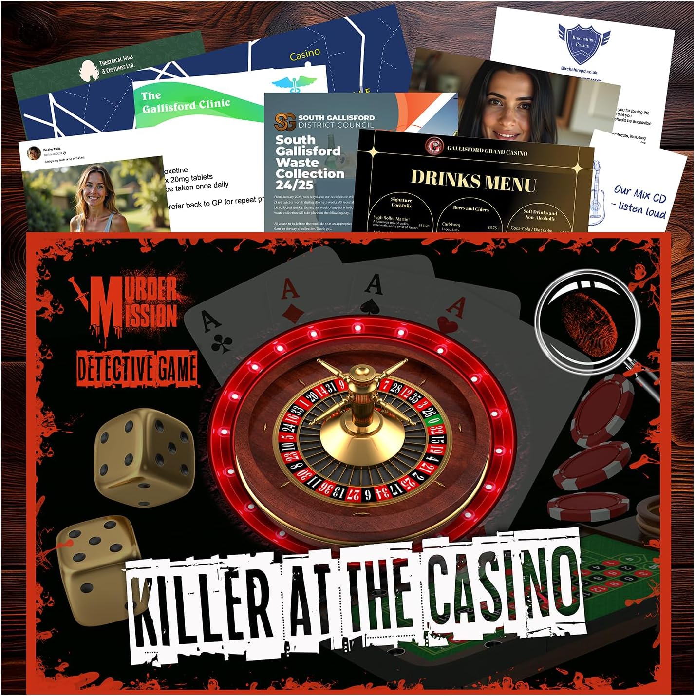 Killer At the Casino - Murder Mission Mystery Detective Game -Unsolved Open Cryptic Case File - Dinner Parties Groups Couples or Solo Players
