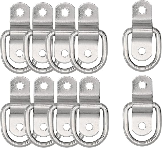 D-Ring Tie Down Anchor,10x 1/4'' Stainless Steel D-Rings Trailer Tie Downs, Heavy Duty Tie Down D- Rings Anchor Lashing Ring with Mounting Bracket for Loads on Boats,Trailers Trucks RV,Floor Mount