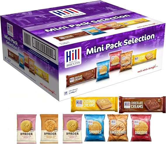 Bulk Biscuits Cookies Individually Wrapped Multipack Variety of 3 Mini Pack of Ginger, Digestives, Chocolate & Custard - Hotel, B&B, Office, Tea Snack or Food Gift for Mum,Friends (100 + 3)