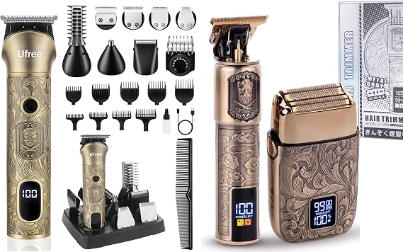 Ufree All in One Beard Trimmer for Men with Electric Foil Shavers Hair Trimmer, Barber Clippers Electric Razor, Professional Men Grooming Kit, Birthday Gifts for Him
