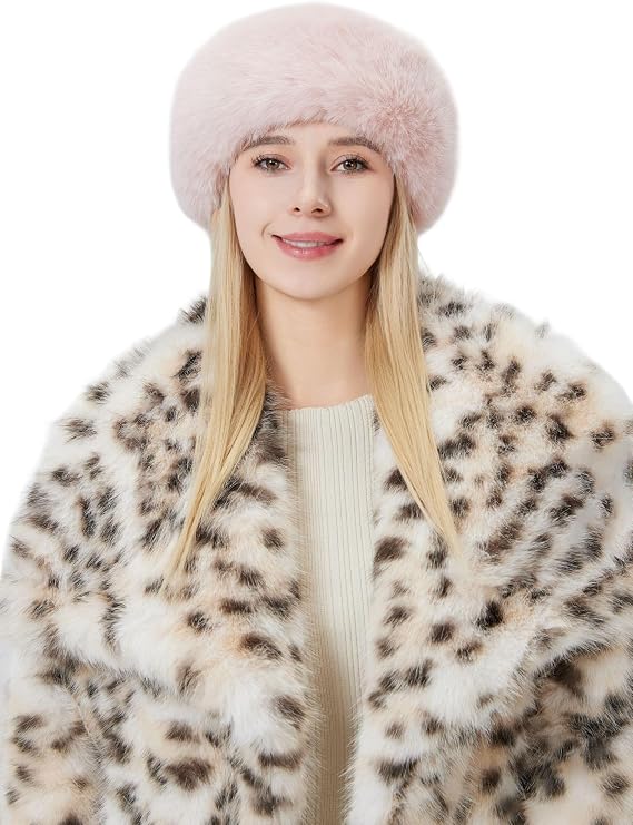 Women's Faux Fur Headband Soft Winter Cossack Russion Style Hat Cap