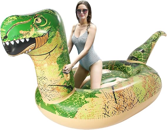 FindUWill Dinosaur Pool Floats Lounger, 118" Giant Inflatable Tanning Pool Floaties Large T-Rex Swimming Floaty Pool Party Inflatables for Adults
