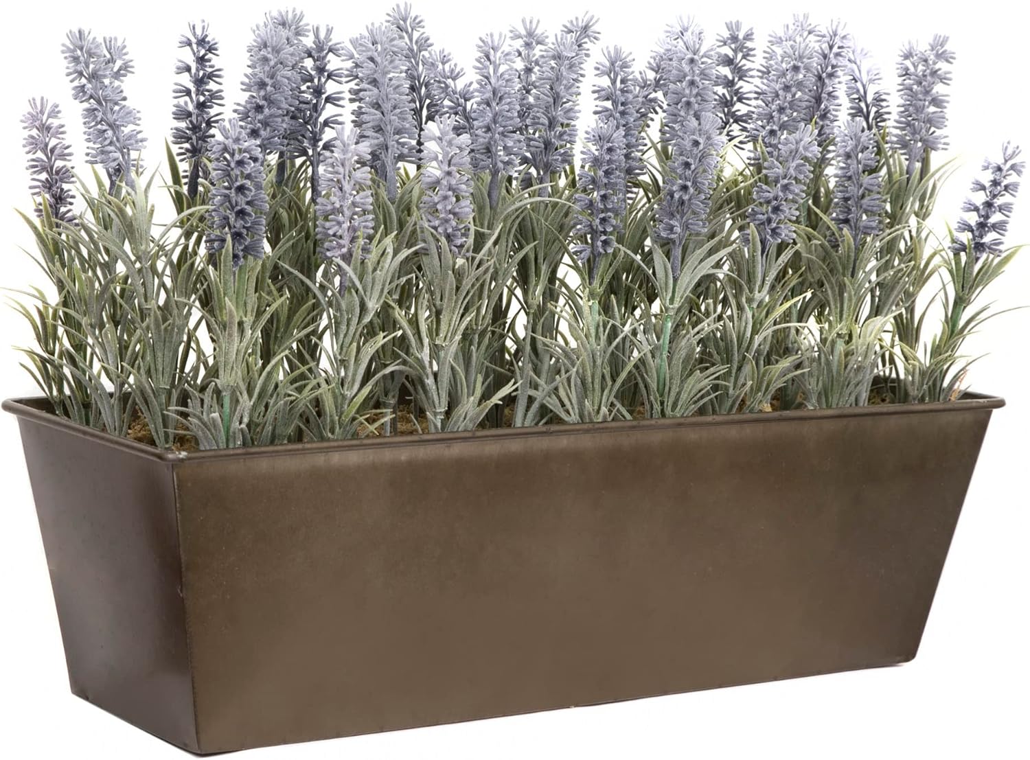 GreenBrokers Artificial Lavender Rustic Tin Window Box Planter Ideal for Home, Office Outdoor Living 45cm18in