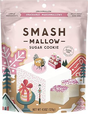 Sugar Cookie by SMASHMALLOW | Snackable Marshmallows | Non-GMO | Organic Cane Sugar | 100 Calories | 4.5 Ounce