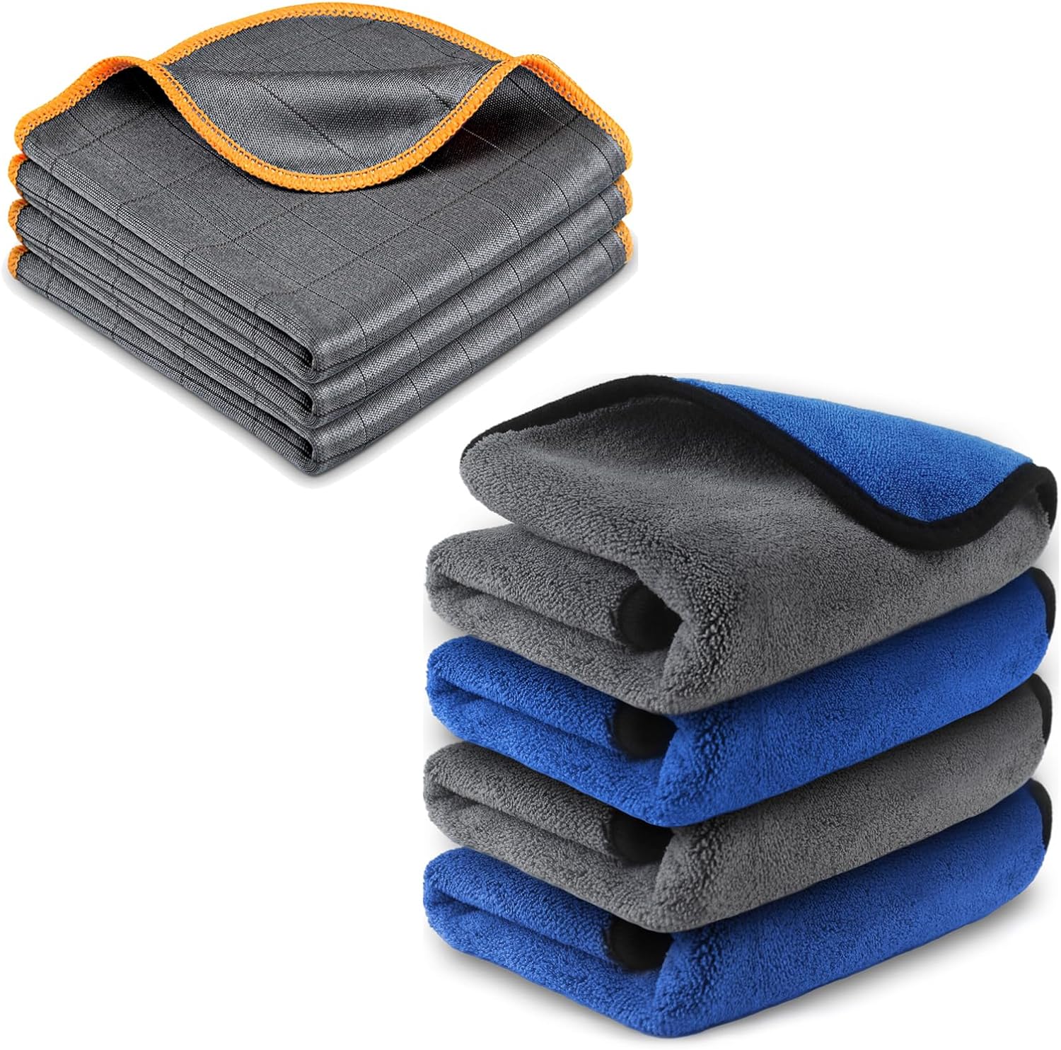 Airlab Carbon Microfiber Cloth Glass Polishing Cloth Streak-Free, Pack of 3, and Microfiber Towels for Cars Wash Drying Auto Detailing Cleaning Cloth, Pack of 4