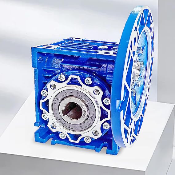 NMRV050 Worm Gear Reducer Speed Ratio 20:1 80B5 Flange Worm Gearbox-19 mm Input 25 mm Output, Low Noise Gear Reduction Box for Packaging, Automation & Transmission Equipment