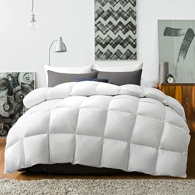 puredown Goose Feather Comforter King Size - All Season Duvet Insert, Ultra-Soft Hotel Collection Comforter, 100% Cotton Cover Medium Warmth Bedding Comforters