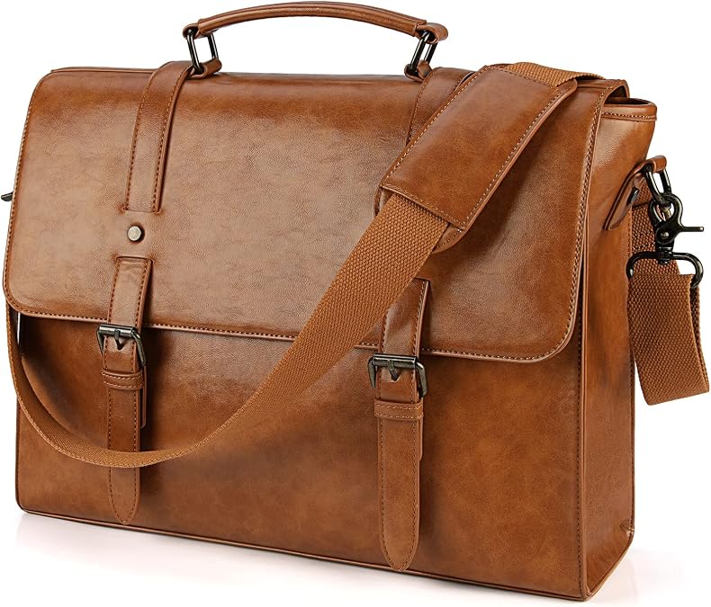 Lubardy Messenger Bag Mens Briefcase Laptop Bag 15.6 inch Shoulder Satchel Bag Waterproof Notebook Bags Vintage Leather for Work Business Trip School