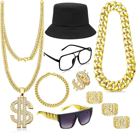 GIFIKOI Hip Hop Costume Kit 80s 90s Rapper Accessories