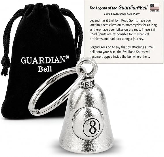 Guardian Bell Games Good Luck Motorcycle Bell w/Keyring & Black Velvet Bag | Lead-Free Pewter | Good Luck Gift | Made in USA