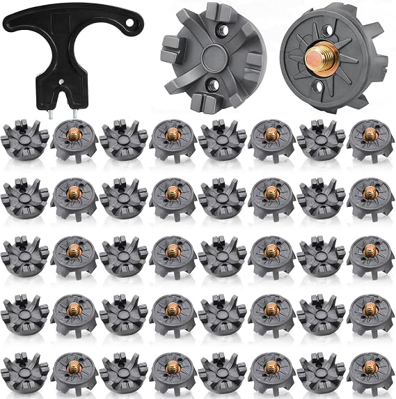 51 Piece Golf Spikes, Golf Cleats Replacement with Cleat Spanner, Metal Thread Screw 6 mm Soft Pins Stud for Lawn Cricket Shoes Players, Only for Threaded System