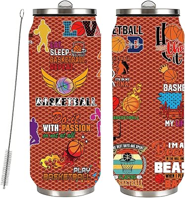 Basketball Tumbler Stainless Steel Tumbler Travel Mug Men Women Birthday Gifts With Straw Lid Coffee Mugs Car Cup - 17 OZ B3